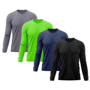 Kit 4 Camiseta Masculina Segunda Pele Proteção Solar UV Térmica Praia Manga Longa Blusa Camisa